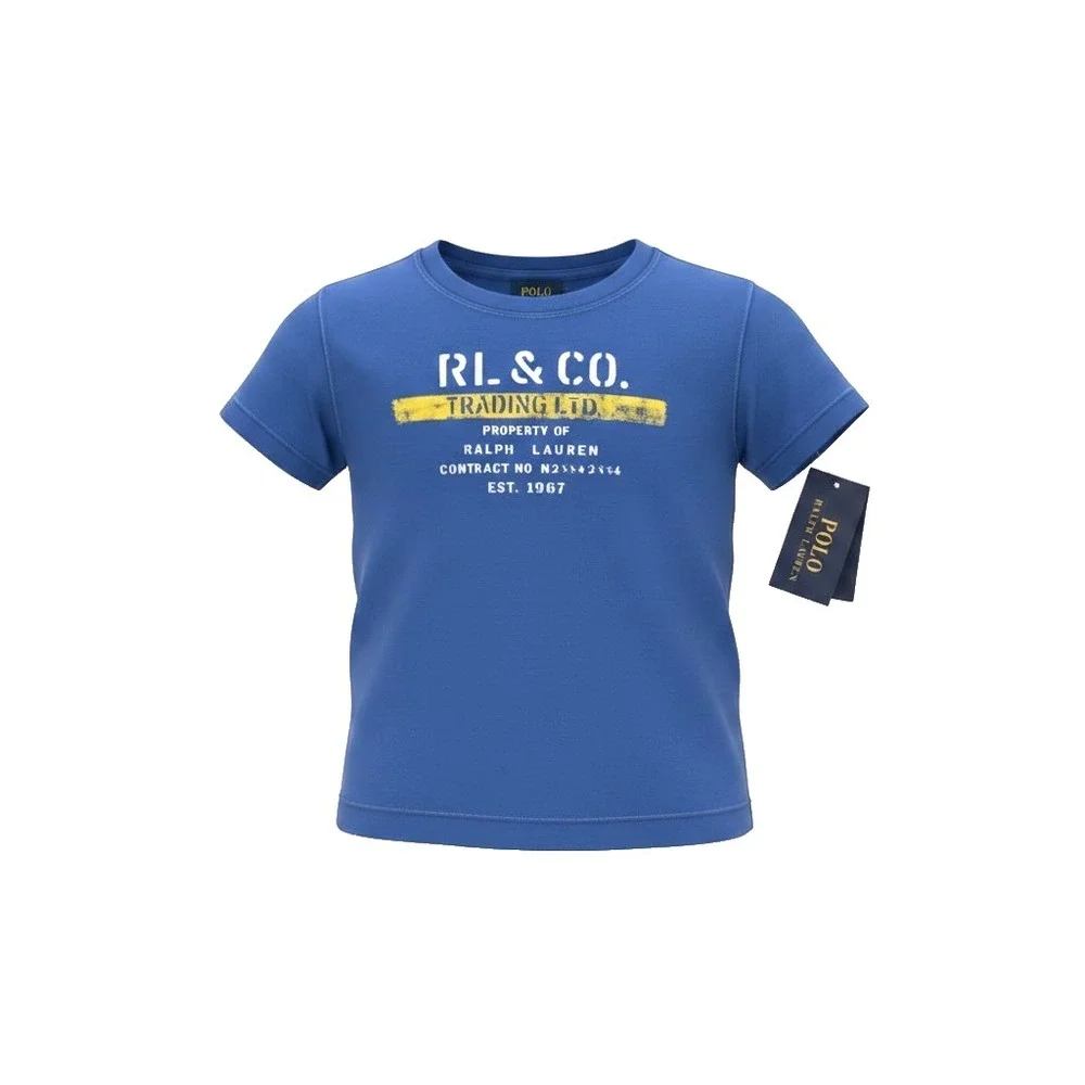 Polo Ralph Lauren Boys T-Shirt Graphic Tee Denim I Rugby Royal Blue 2/2T